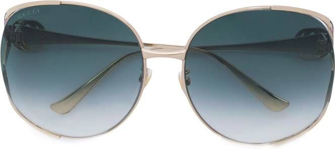 Gucci Eyewear oversized ronde frame zonnebril Metallic