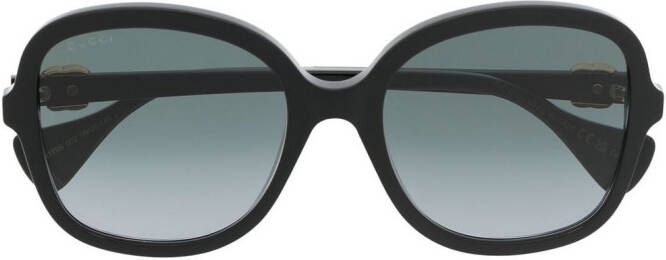 Gucci Eyewear Zonnebril met oversized rond montuur Zwart