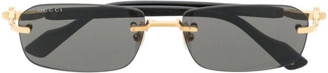 Gucci Eyewear Zonnebril met rechthoekig montuur Zwart