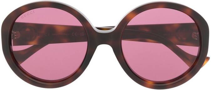 Gucci Eyewear Zonnebril met logoplakkaat Bruin