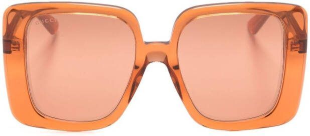 Gucci Eyewear Zonnebril met doorzichtig vierkant montuur Oranje