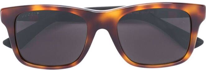 Gucci Eyewear Web trim rechthoekige zonnebril Bruin