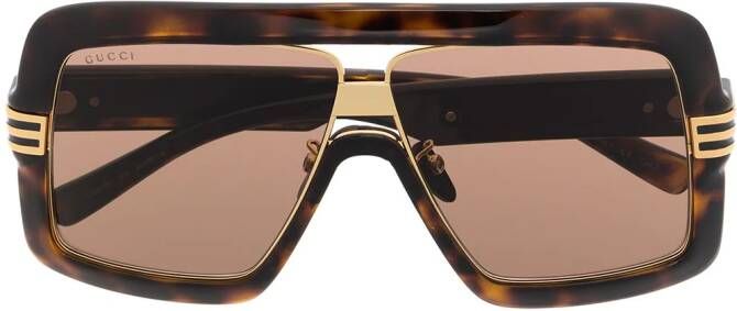 Gucci Eyewear Zonnebril met oversized montuur Bruin