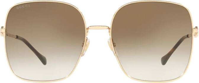 Gucci Eyewear Zonnebril met oversized montuur en horsebit Goud