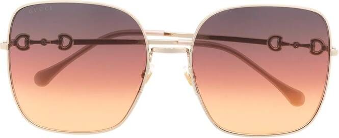 Gucci Eyewear Zonnebril met oversized vierkant montuur Goud