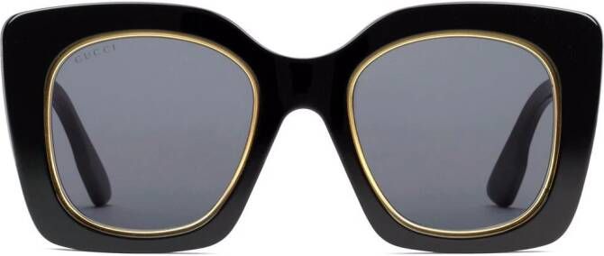Gucci Eyewear Zonnebril met oversized vierkant montuur Zwart