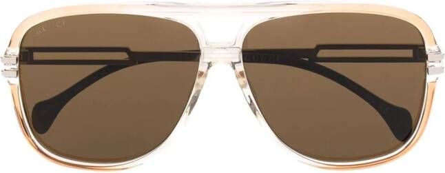 Gucci Eyewear Zonnebril met piloten montuur Beige