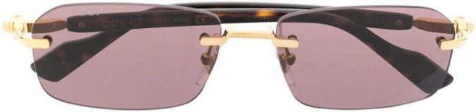 Gucci Eyewear Zonnebril met rechthoekig montuur Bruin