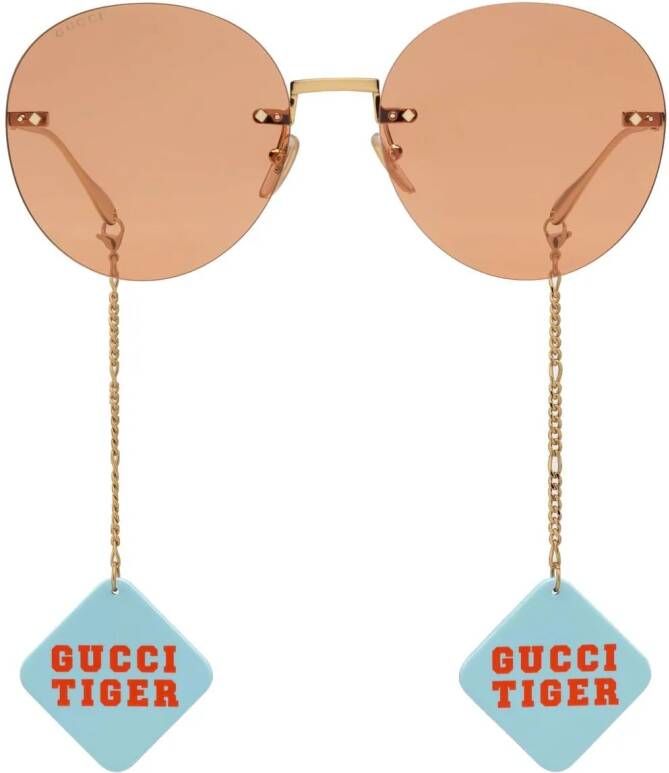Gucci Eyewear Zonnebril met rond montuur Goud