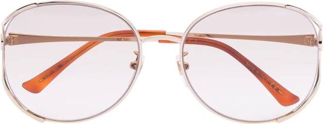 Gucci Eyewear Zonnebril met rond montuur Goud