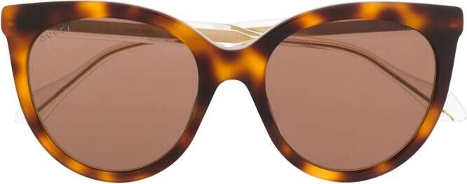 Gucci Eyewear Zonnebril met schildpadschild design Bruin