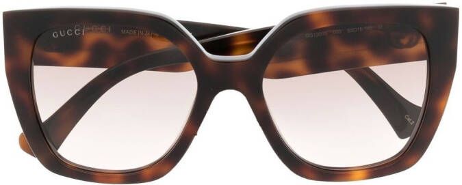 Gucci Eyewear Zonnebril met schildpadschild design Bruin