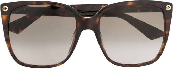 Gucci Eyewear Zonnebril met schildpadschild design Bruin