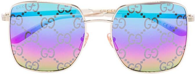 Gucci Eyewear Zonnebril met vierkant montuur Blauw
