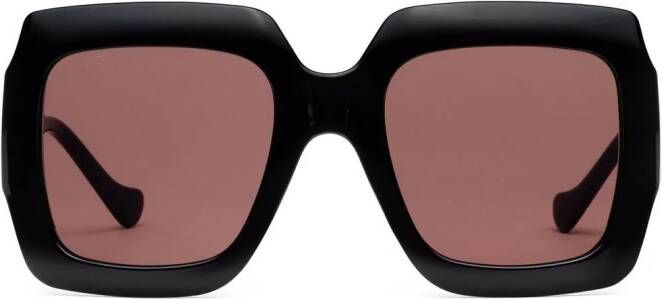 Gucci Eyewear Interlocking G zonnebril met vierkant montuur Zwart