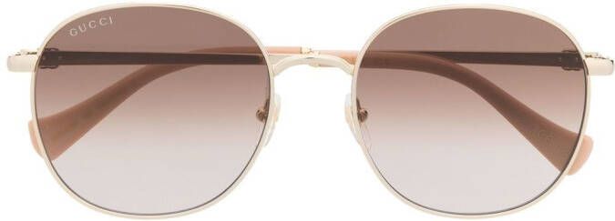 Gucci Eyewear Zonnebril met vierkant montuur Goud
