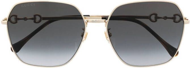 Gucci Eyewear Zonnebril met vierkant montuur Goud