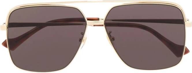 Gucci Eyewear Zonnebril met vierkant montuur Goud