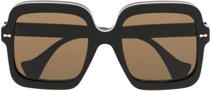 Gucci Eyewear Zonnebril met vierkant montuur Zwart