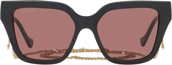 Gucci Eyewear Zonnebril met vierkant montuur Zwart
