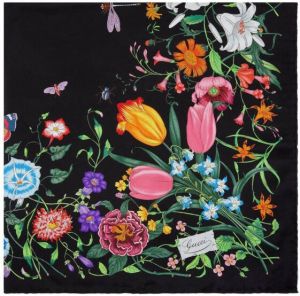 Gucci Sjaal met bloemenprint Zwart