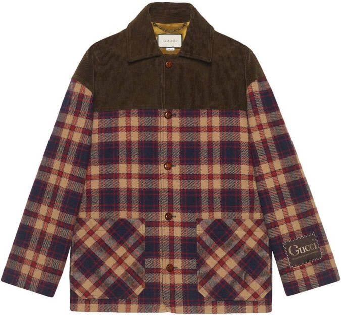 Gucci Geruit shirtjack Bruin
