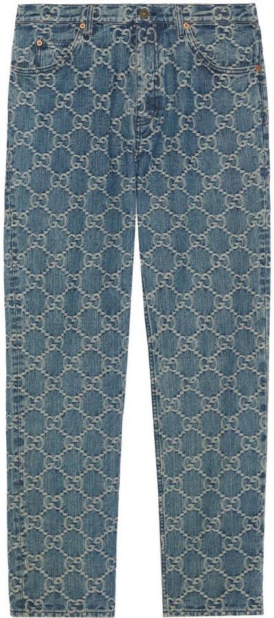 Gucci Straight jeans met GG-jacquard Blauw
