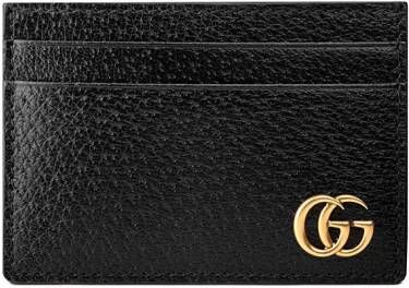 Gucci Zwarte Leren Kaarthouder met Metalen Logo Black Heren