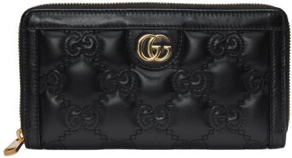 Gucci GG matelassé portemonnee met rits Zwart