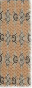 Gucci Sjaal met GG-patchwork Bruin