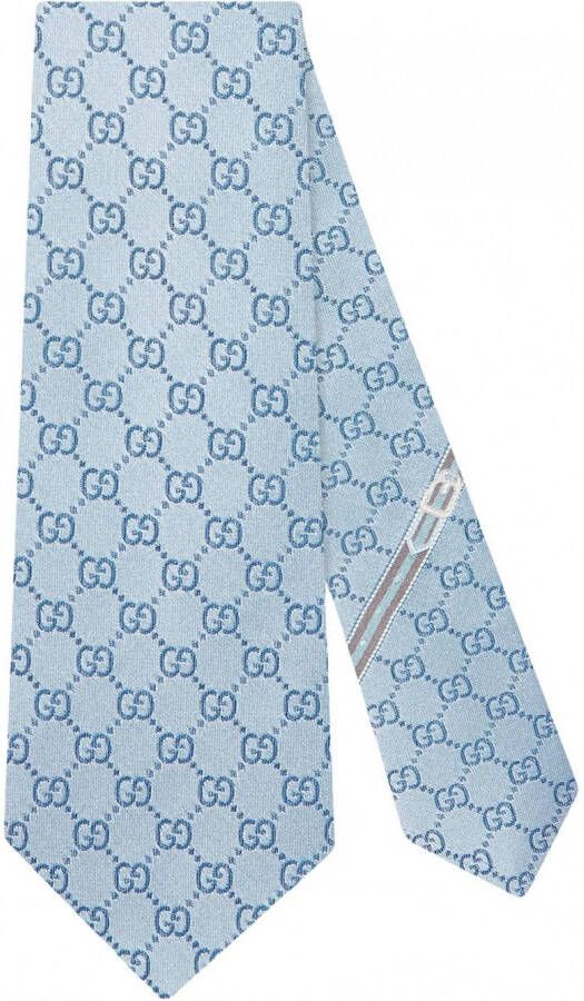 Gucci GG-patroon zijden stropdas Blauw
