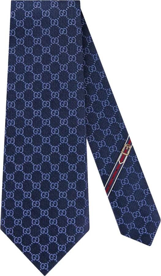 Gucci Zijden stropdas met GG-patroon Blauw