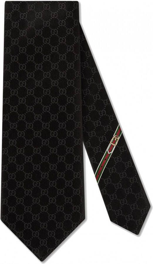 Gucci Zijden stropdas met GG patroon Zwart
