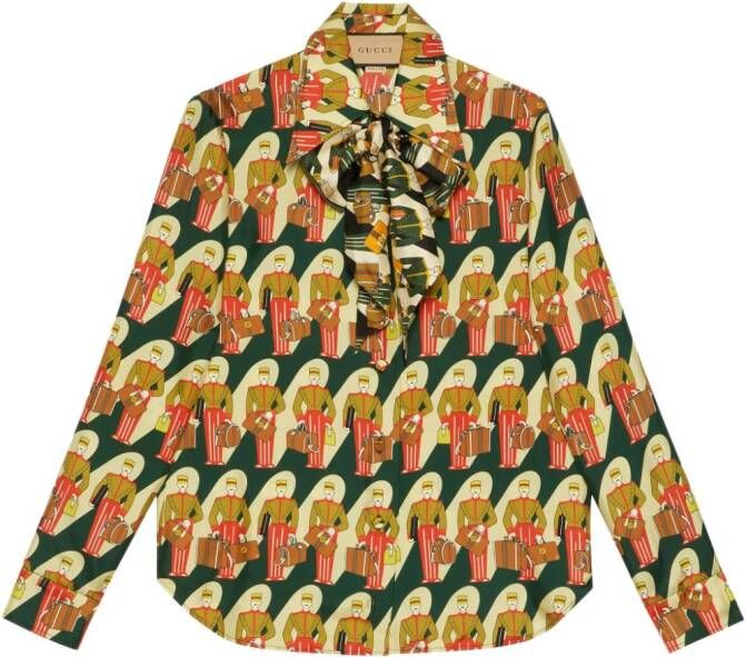 Gucci Twill blouse met print Groen