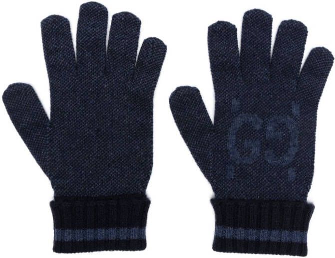 Gucci Handschoenen met intarsia logo Blauw