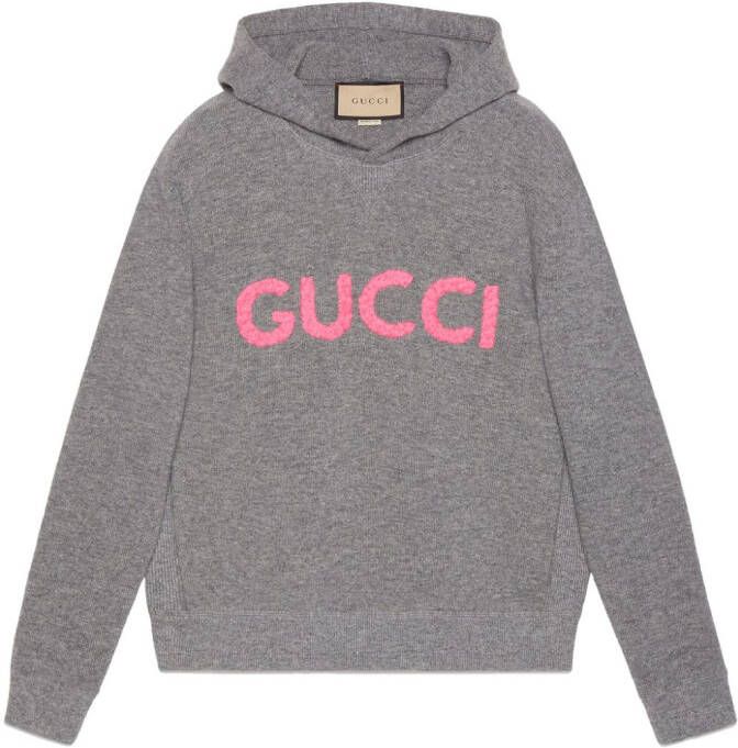Gucci Hoodie met geborduurd logo Grijs