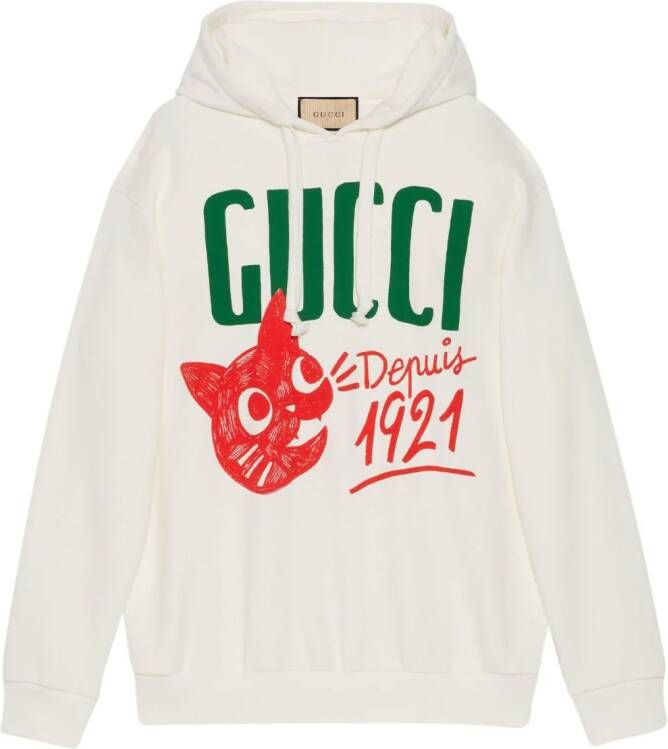 Gucci Hoodie met logoprint Wit
