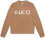 Gucci Wollen trui met intarsia logo Bruin - Thumbnail 1