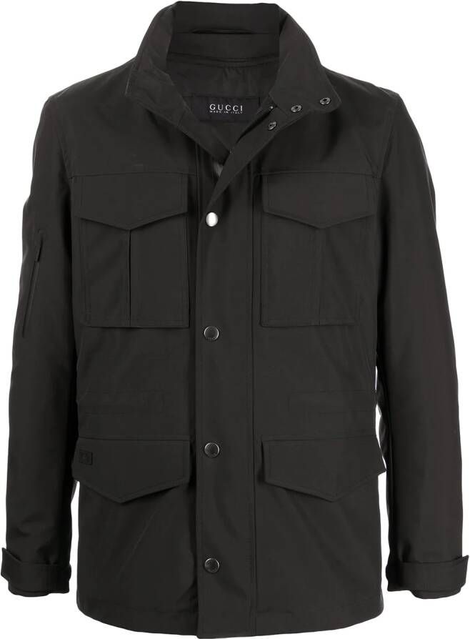 Gucci Jack met drukknoopsluiting en hoge hals Zwart