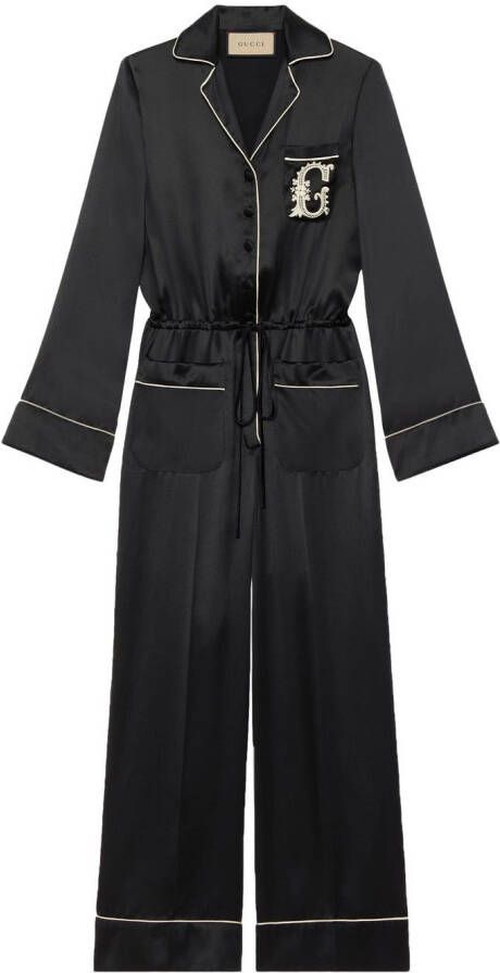 Gucci Jumpsuit met borduurwerk Zwart