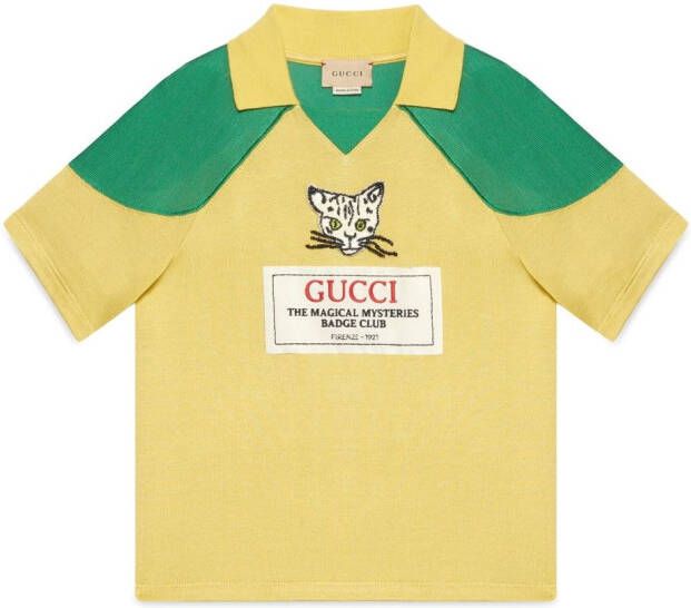 Gucci Kids Poloshirt met applicatie Geel