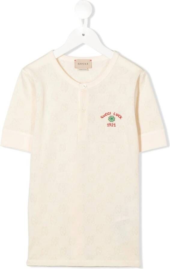 Gucci Kids T-shirt met logo-jacquard Beige