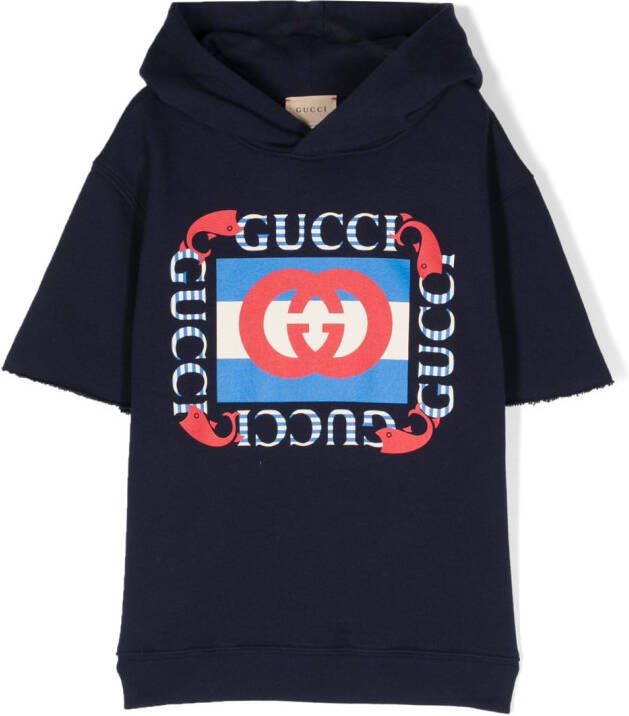 Gucci Kids Hoodie met print Blauw