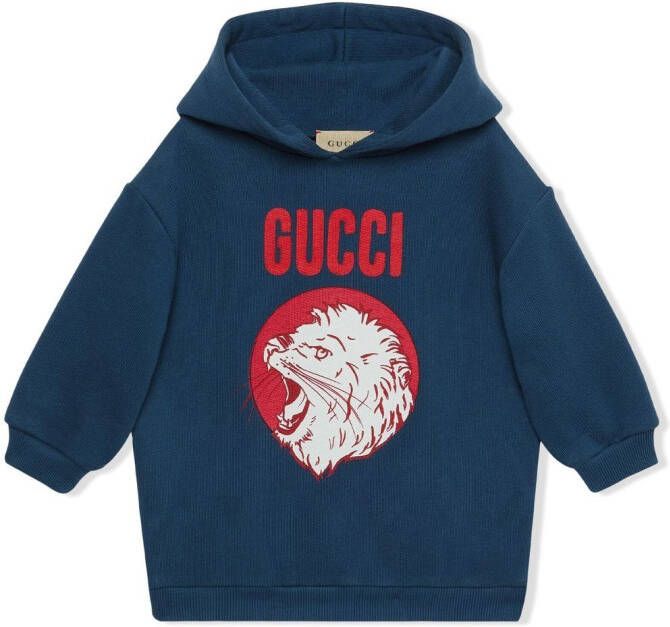 Gucci Kids Hoodie met grafische print Blauw