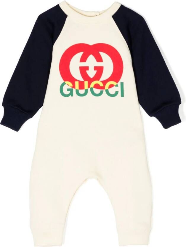 Gucci Kids Romper met GG logoprint Beige