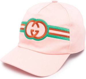 Gucci Kids logo-embroidered cotton baseball cap Roze