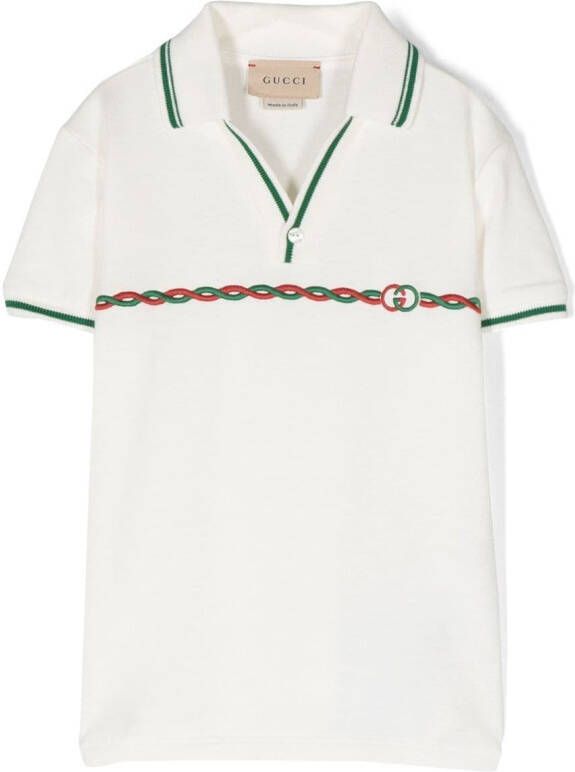 Gucci Kids Poloshirt met geborduurd logo Beige