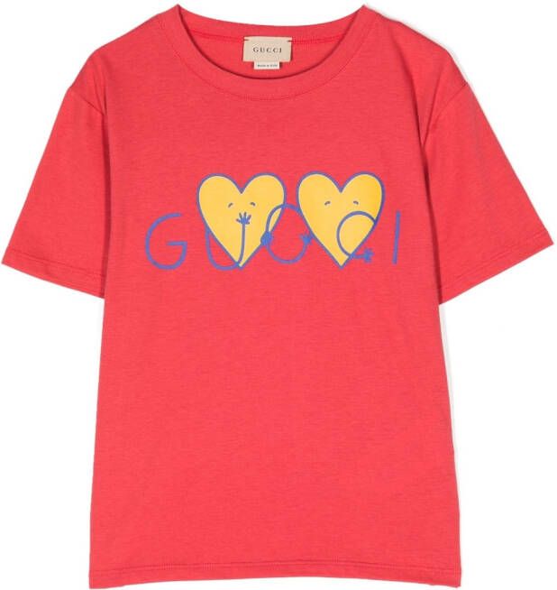 Gucci Kids T-shirt met logoprint Roze