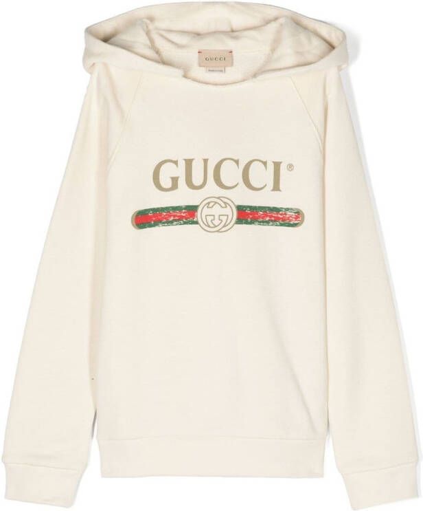 Gucci Kids Hoodie met logoprint Beige