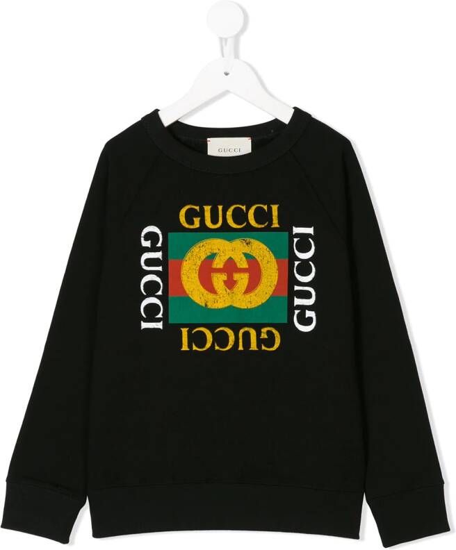 Gucci Kids logo print sweatshirt Zwart